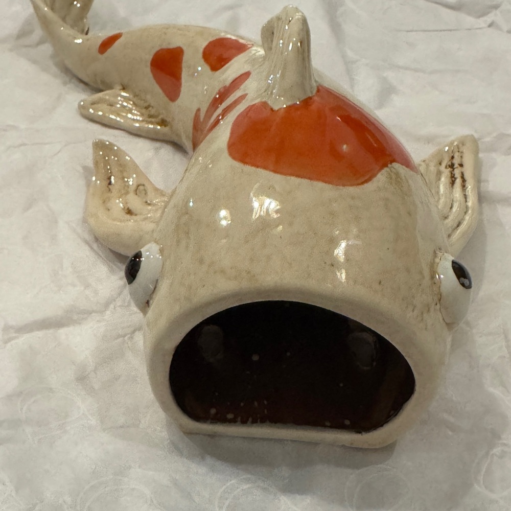 Ceramic Koi Fish Decor - Cream and Orange - Picture 2 of 3